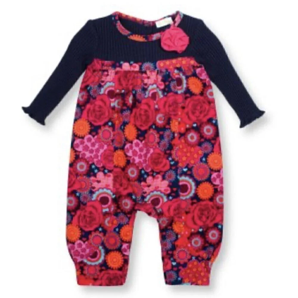 Le Top Baby Girl 3 Month Kaleidoscope Romper‎ Blue Pink